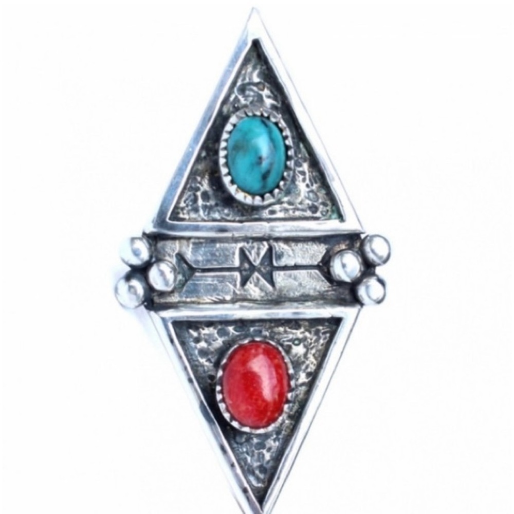 Spell and the Gypsy two lovers ring brass, coral, turquoise size 8